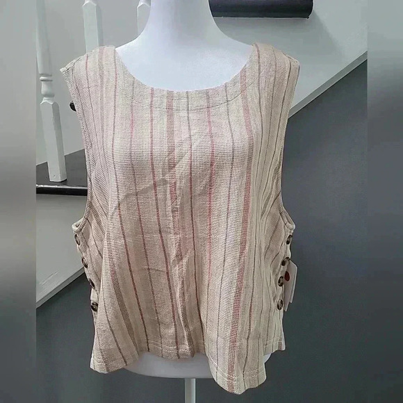 NWT Treasure & Bond SIDE BUTTON REVERSIBLE TANK IN IVORY JANA STRIPE XL - Picture 2 of 5